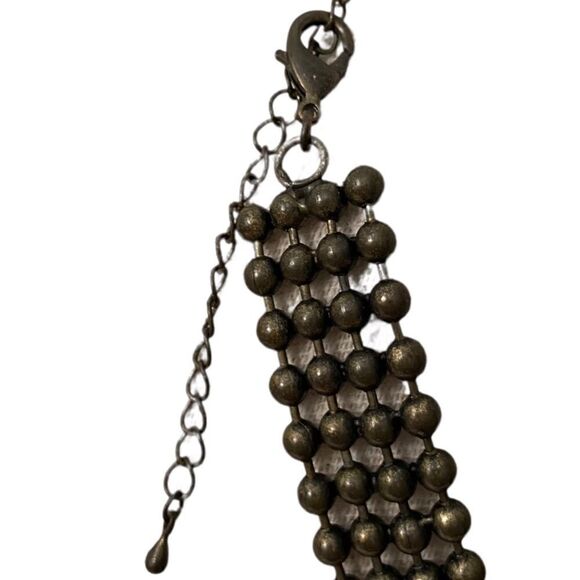 Elegant Stunning Necklace with Tassel and Rhinestone Floral in Vintage Tone - Picture 9 of 9